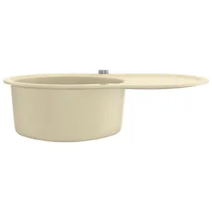 Berkfield Granite Kitchen Sink Single Basin Oval Beige