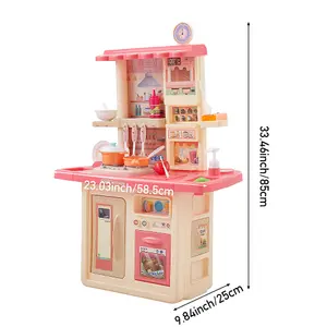 Play Kitchen Set Toddler Kitchen Toy Playset with Real Sounds & Lights