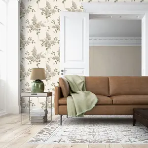 Tiffany Fiore Textured Heavyweight Vinyl Wallpaper Sage Belgravia 41340