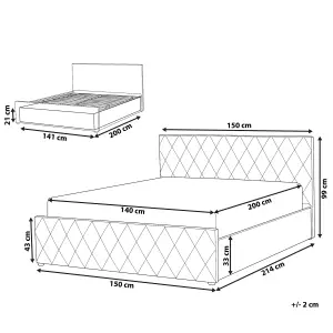 Velvet EU Double Size Ottoman Bed Beige ROCHEFORT