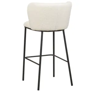 Set of 2 Bar Chairs MINA Boucle White