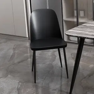 PAIR of Black plastic Aspen duo chairs with black metal legs