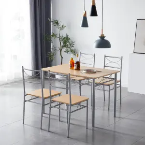 MCC Direct Dining table and 4 chairs set with Metal frame Silvia Range Natural