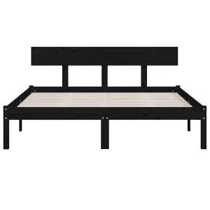 Berkfield Bed Frame Black Solid Wood Pine 160x200 cm