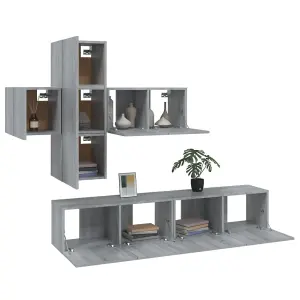 Berkfield 7 Piece TV Cabinet Set Grey Sonoma Engineered Wood