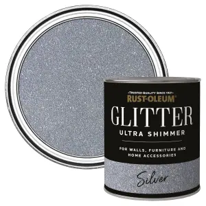 Rust-Oleum Ultra Shimmer Silver Glitter effect Mid sheen Multi-surface Topcoat Paint glitter, 750ml