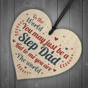 Red Ocean Step Dad Daddy Gifts Christmas Birthday Handmade Wooden Heart Plaque Sign Gift Keepsake