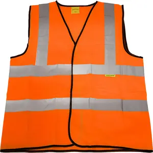 Medium Orange Hi-Vis Safety Waistcoat for Road Builders and Contractors