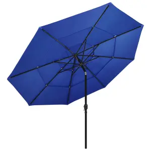 Berkfield 3-Tier Parasol with Aluminium Pole Azure Blue 3.5 m