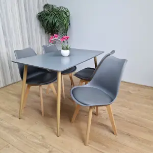 Grey Kitchen Dining Table With 4 Grey Tulip Chairs Table Set Of 4