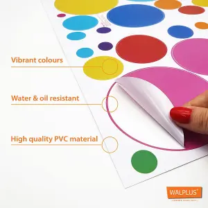 Walplus Watercolour Circles Colourful Rainbow Kids Sticker PVC Multicoloured, Yellow, Green