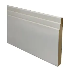 PACK OF 15 (Total 15 Units) - 25mm x 194mm White Primed Art Deco MDF Skirting Board - 4200mm Length