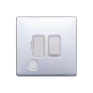 Polished Chrome Screwless Plate 13A Switched Fuse Connection Unit Flex Outlet - White Trim - SE Home