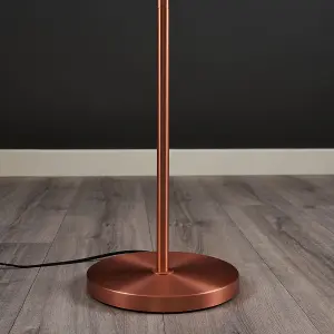 ValueLights Forseti Modern Copper Uplighter Floor Lamp with Bowl Shaped Shade - Includes 6w LED GLS Bulb 3000K Warm White