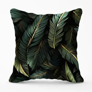 Green and Gold Leaves Outdoor Cushion 45cm x 45cm