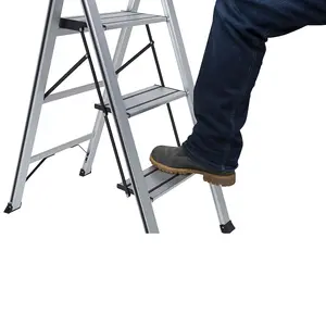 3 Step Ladder Wolf Slimline, Anti Slip, Folding, Aluminium Steps, 150KG Max Capacity