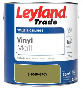 Leyland Trade Vinyl Matt Walls & Ceilings Emulsion Paint (S 4040-G70Y) 2.5L