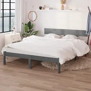 Berkfield Bed Frame Grey Solid Wood Pine 200x200 cm