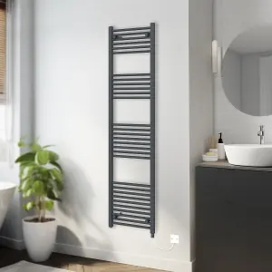 Rinse Bathrooms 800W Electric Heated Warming Towel Rail Bathroom Radiator Anthracite - 1800x500mm