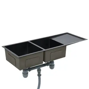 Berkfield Handmade Kitchen Sink with Strainer Black Stainless Steel