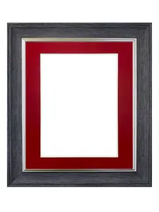 Scandi Charcoal Grey Frame with Red Mount for Image Size 30 x 40 CM