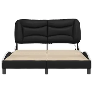 Berkfield Bed Frame with LED without Mattress Black and White 140x190 cm