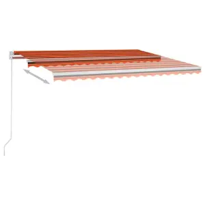 Berkfield Manual Retractable Awning with LED 400x300 cm Orange and Brown