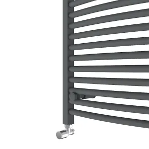 Right Radiators 1500x500 mm Bathroom Curved Heated Towel Rail Radiator Warmer Ladder Anthracite