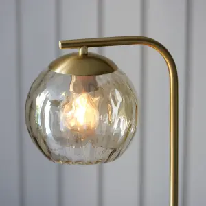 Devante Gold Effect and Champagne Lustre Dimple Shade Modern 1 Light Floor Light