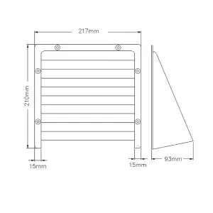 Rytons 8.5 x 8 Terrracotta Cowl Air Vent Hooded Cover for Grilles and Extractors