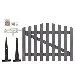 Grey 120x90cm Outdoor Wooden Garden Gate Spruce Wood Fence Door with Door Bolt