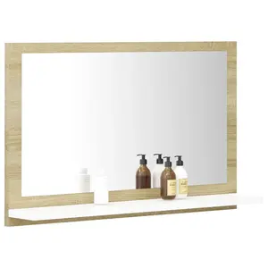 Dorlene Framed Wall Mounted Bathroom Mirror White And Sonoma Oak / 60 cm