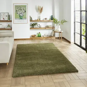 Green Plain Shaggy 45mm Thick Rug, Stain-Resistant Modern Rug for Bedroom, Dining Room, & Living Room-200cm X 290cm