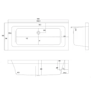 Adelaide White Super-Strong Acrylic Double Ended Straight Bath (L)1800mm (W)800mm