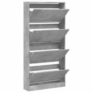 Berkfield Shoe Cabinet with 4 Flip-Drawers Concrete Grey 80x21x163.5 cm