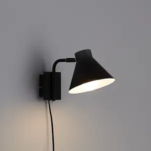 GoodHome Masoala Matt Black Plug-in Wall light