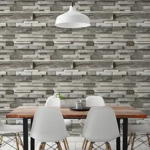 Gold Horizontal wood Grey Wood effect Faux wall Embossed Wallpaper Sample