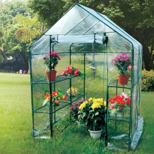 Walk In Greenhouse with PVC Cover Garden Grow Green House 8 Shelves