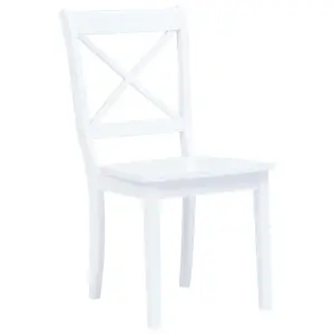 Berkfield Dining Chairs 2 pcs White Solid Rubber Wood