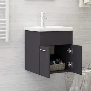 Berkfield Sink Cabinet Grey 41x38.5x46 cm Engineered Wood