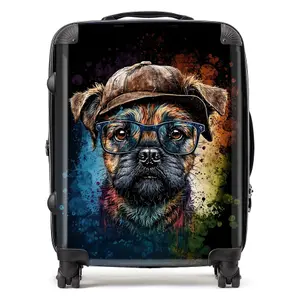 Border Terrier Dog Face Splashart Suitcase - Large