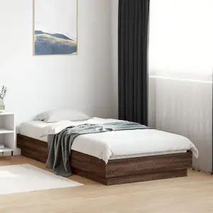 Berkfield Bed Frame without Mattress Brown Oak 75x190 cm Small Single Engineered Wood