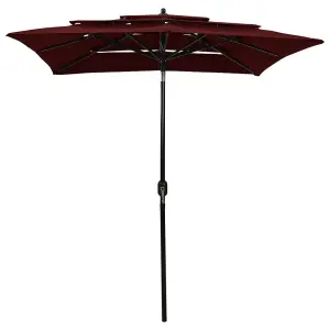 Berkfield 3-Tier Parasol with Aluminium Pole Bordeaux Red 2x2 m