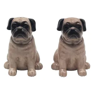 Salt & Pepper Set Pug Dog Shape Shaker Pots Animal Theme Ceramic Novelty Gift