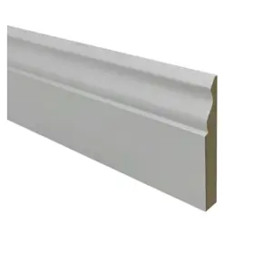 PACK OF 5 (Total 5 Units) - 18mm x 144mm White Primed MDF Ogee Skirting Board - 4400mm Length