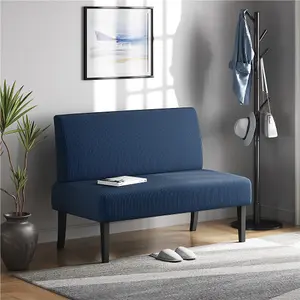 Yaheetech 2 Seater Small Sofa Armless Loveseat Sofa - Blue