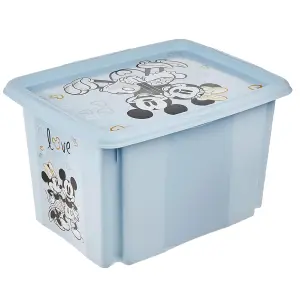 Keeeper Mickey Mouse Turn Around Stackable Box with Lid 30 Litre Cloudy Blue