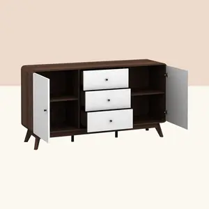 Justine 140Cm Wide 3 Drawer Sideboard Walnut/White