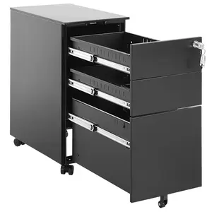 Bridget-Malikia 30cm Wide 3 -Drawer Mobile Solid Wood File Cabinet Black