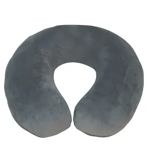 Spare Cover for Blue Memory Foam Neck Cushion - Grey Soft Velour Cover